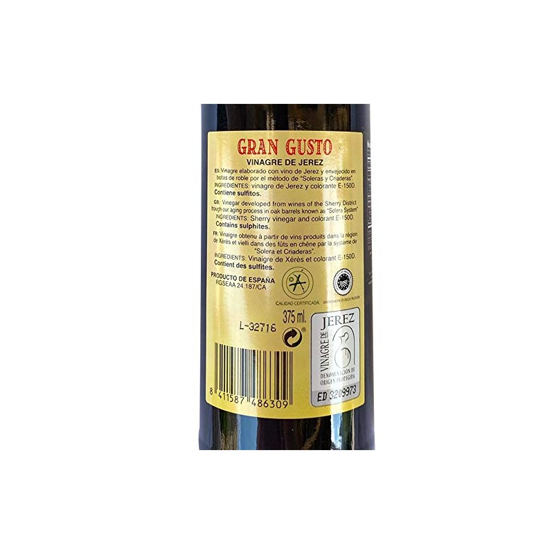 Vinagre de Jerez Gran Gusto PAEZ MORILLA (Sherry vinegar PAEZ