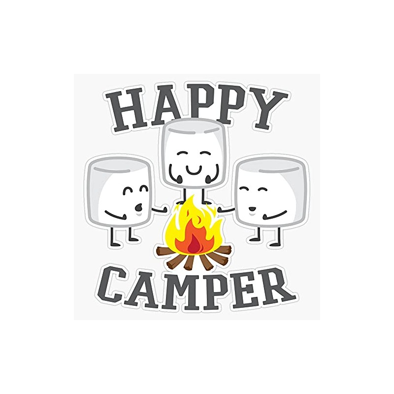 Happy Camper Marshmallows Design Vinyl Sticker Waterproof Bumper Sticker Laptop