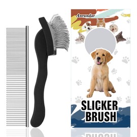 Anrundar Dog Slicker Brush for Goldendoodles & Golden Doodle Brush for Grooming Kit - Dog Brush for Goldendoodle, Labradoodle, Poodles - Pet Hair Brush for Medium & Long Haired Dogs -Medium(Black)