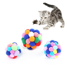 Gesuche 3Pcs Cat Toy Balls with Bell(3 Sizes/Pack),Round Cat Pom Pom Balls Built-in Bell,Colorful Soft Fuzzy Balls for Indoor Interaction, Play,Training and Chewing of Big Cats & Kittens