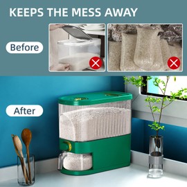 Rice Dispenser, 11Lbs-12Lbs Rice Container with Measuring Cup, Upgraded Lid Time Dials & Built-in Fresh Box Rice Container Storage for Home Kitchen Pantry Stores Rice - Green Capacity 11Lbs-12Lbs