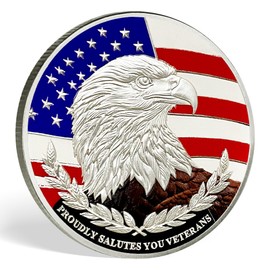 AtSKnSK Veterans Challenge Coin Thank You for Your Service Military Coin (Eagle&Veteran)