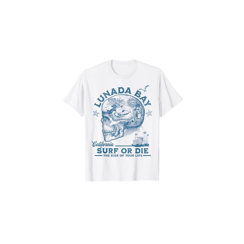 Lunada Beach Bay Surfing Girl Pacific Ocean Surfboard Men's T-Shirt,