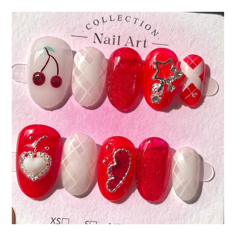 (3+1) Tsetse handmade nail tips - long ballerina / (3+1)