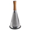 Ciieeo Stainless Steel Cheese Grater with Wooden Handle - Three-Sided