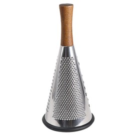 Ciieeo Stainless Steel Cheese Grater with Wooden Handle - Three-Sided Cone Shredder for Vegetables Fruits and Cheese - Multi-Functional Kitchen Gadget for Home Cooking and Entertaining