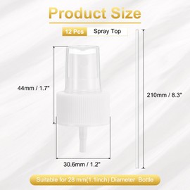 uxcell 12 Pcs White Spray Top, 28/410 Fine Mist Sprayer Reusable Replacement Spray Bottle Pump Plastic Top for Essential Oil Hair and Body Sprays Bottle