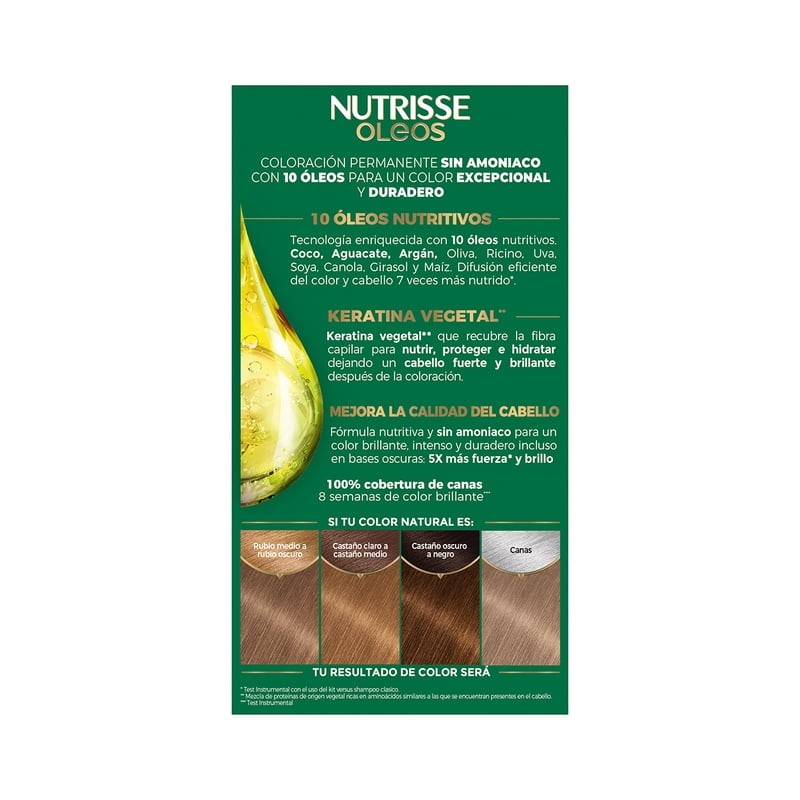 Tinte para cabello Nutrisse Oleos sin amoniaco 7.12 rubio cenizo