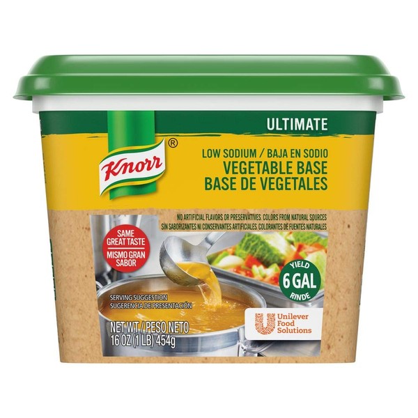 Knorr Professional Ultimate Stock Base (Vegan/Gluten Free/No Artificial Flavors or Preservatives/No added MSG Colors from Natural Sources), Low Sodium Vegetable, 96 Oz, Pack of 6