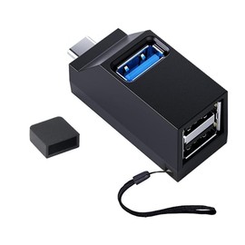 Type C Hub, 3 Ports, Type C Hub, USB3.0+USB2.0 Combo Hub, USB Hub, Ultra Small, Type-c USB C Hub, Port Extension, Fast, Lightweight, Portable, Convenient, 1 Pack, Compact (Black)