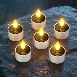 SoulBay Solar Teelichter für Außen, 6er Solar LED Kerzen Outdoor Wasserdicht