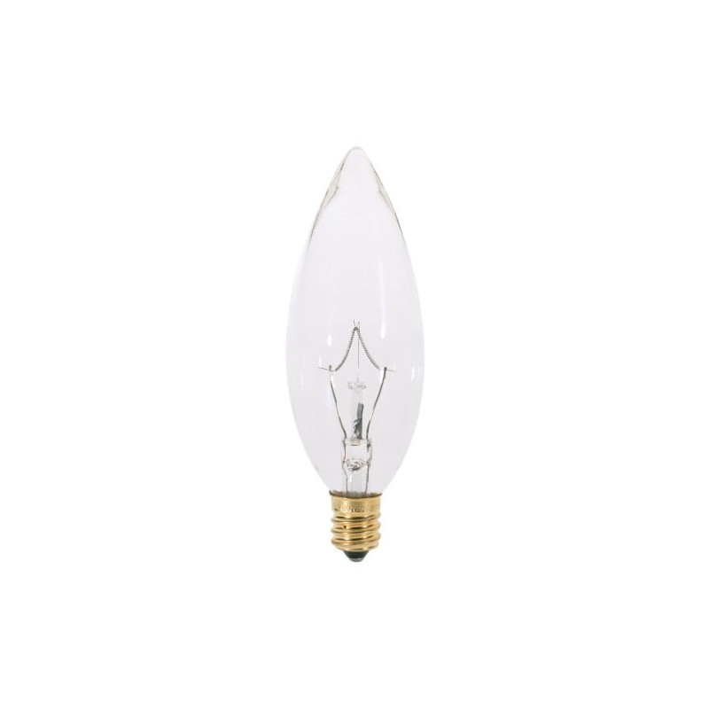Satco S3282 120V Candelabra Base 25-Watt B9.5 Light Bulb, Clear