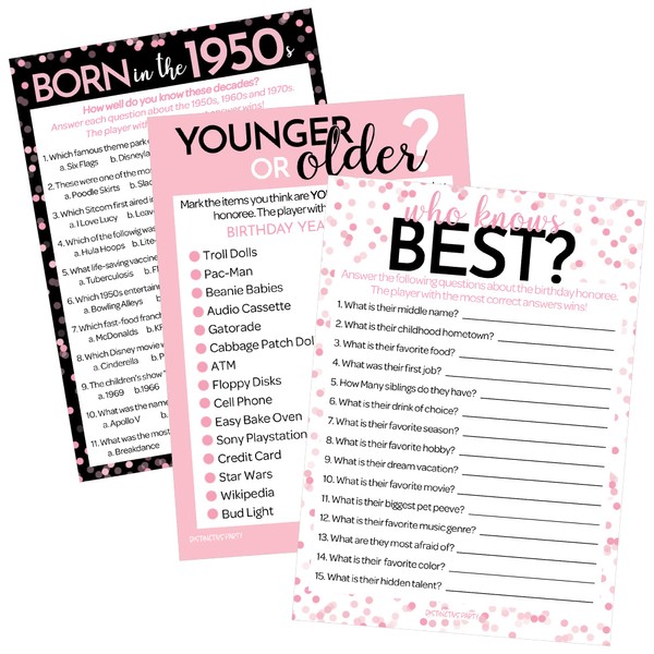 Birthday Party Games - Born in the 1950s Chic Pink