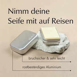 ASAVO metal soap tin 9.5 x 6.0 x 3.2 cm (internal) for travel, soap box, soap dish, tin, metal can