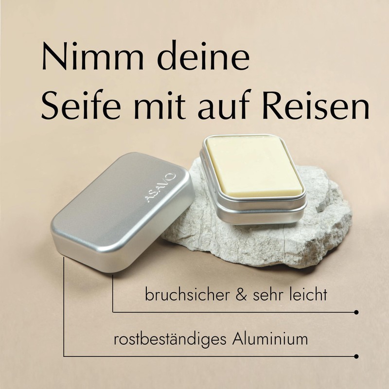 ASAVO metal soap tin 9.5 x 6.0 x 3.2 cm