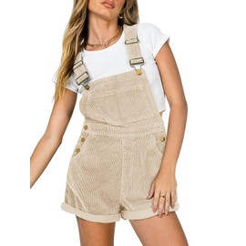 Women Corduroy Short Overalls Romper Jumpsuit Casual Adjustable Straps Cute Plain Overall With Pockets