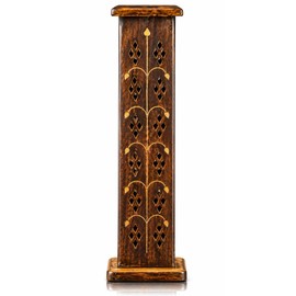 Wooden Incense Holder and Cone Burner Tower Large Organic Eco Friendly Ash Catcher Agarbatti Holder Rustic Style Hand Carved for Meditation Yoga Aromatherapy Home