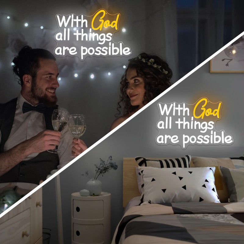 Vveikea With God All Things Are Possible Neon Sign God