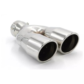Linen-King 2.5" IN 3'' OUT 9.5'' Length Stainless Steel Exhaust Dual Pipe Tip Rolled Edge