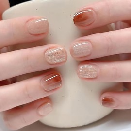 [NEURAD]ネイルチップ 24枚入 春夏 人気パウダーグリッター清楚ネイル ショート丈～優しい輝きのシンプルモダン～ 和風 かわいい シンプル おしゃれ 成人式 入学式 卒業式 結婚式