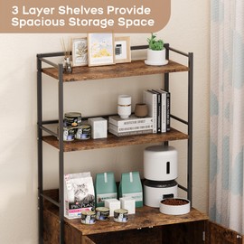 GAOMON Cat Litter Box Enclosure with Shelf Storage, 2-in-1 Hidden Cat Washroom Furniture, Indoor Cat Cabinet, Hidden Cat Box Enclosure with 3 Shelves and Door, Cat House for Most Litter Box, Brown