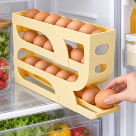 Automatic Egg Roller Storage Box for Refrigerator Organization – Space-Saving 3 Layer & 4 Layer Design for Kitchen Storage