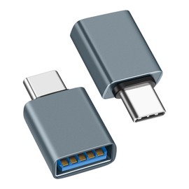 2 Pack Aluminum Type C Male To USB 3.2 Female Adaptor, 10Gbps USB C To USB Adapter, USB-C Adapter, USBC To AAdapter, CTo USBAdaptor, TypeC To USB, TypeC To USB Adaptor, USBC To USB Adapter (2PCS Gray）