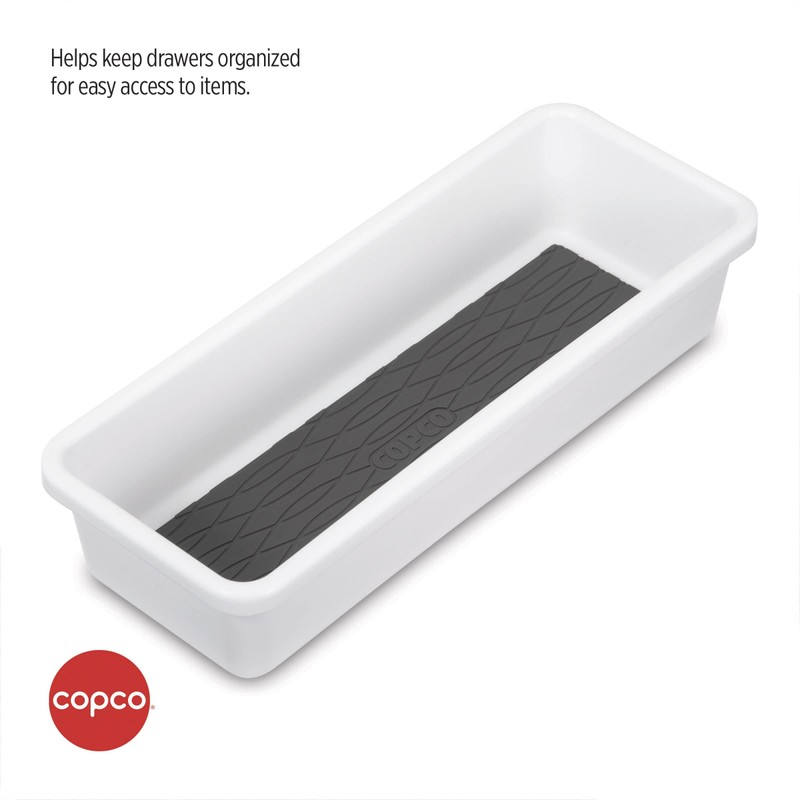 Copco Basics Drawer Organizer, 9.81 x 3.81 x 2.1-Inches, White/Charcoal