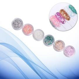 Healeved 6pcs Nail Art Glitter Sequins Mixed Paillettes Nail Flakes Accessories DIY