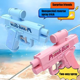 Prank Two-Way Water Gun, 2025 New Water Gun Prank Spray from Front and Back, Reverse Prank Surprise Water GunsFun Office & School Pool Pranks Summer Toy(Pink)