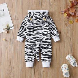 ROYLAMP - Mameluco de una pieza con capucha para bebé, tigre de Halloween para niños y niñas, de leopardo de una pieza con cierre, de 0 a 24, Blanco, 9-12 meses