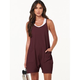 ANRABESS Womens Rompers Summer Casual Loose Sleeveless Overalls Spaghetti Strap Shorts Jumpsuit 2025 Beach Vacation Outfits X-Small