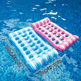 Auspicious Rain Inflatable Pool Float Mat for Adults, Soft Lake Raft Water Lounger with Headrest, Multi-Purpose Swimming Pool Float for Relaxing, Beach, Pool Party, Summer Outdoor Fun