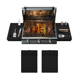 LUTITASD Silicone Grill Mat ​Silicone Spatula Mat for Blackstone, Large Silicone Grill Mats for Outdoor Grill, Heat Resistant Griddle Accessory for Outdoor Grill Kitchen Counter(2PCS Black)