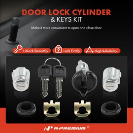 A-Premium Door Lock Cylinder with Key Set Compatible with Chevy Silverado, Tahoe, C1500, C2500, C3500, K1500, K2500, K3500, Suburban 1500 & GMC Yukon, C1500 C2500 K1500 K2500 Suburban, 1995 1996 1997