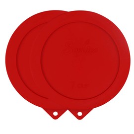 Sophico Round Silicone Storage Cover Lids Replacement for Anchor Hocking and Pyrex 7402-PC 6/7 Cup Glass Bowls (Container not Included) (Red - 2 pack)