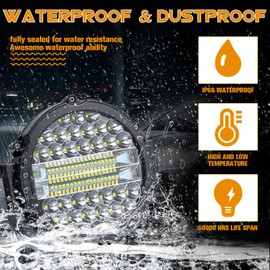 7 Inch Round Led Light Pod, 2 Pcs 201W Round Led Offroad Light Bar Off road Auxiliary Driving Lights Round Pod Lights for Pickup Trucks Snowmobile Tractor RV ATV UTV 4X4, Black