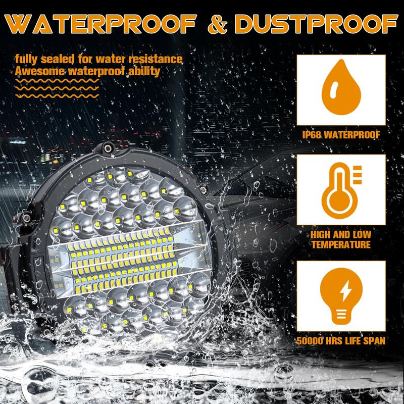 7 Inch Round Led Light Pod, 2 Pcs 201W Round