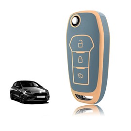 TOOMUME Key Case TPU Car Key Case Fits Ford Fiesta Focus Puma Mondeo Ecosport Explorer Kuga Ka Tourneo Connect Ranger F150, Key Cover Protection Key Shell - Flip Key