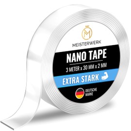 MEISTERWERK - Double-Sided Nano Tape [Extra Strong] - Glue-Free & Traceless Thanks to Gecko Effect I Non-Slip - Washable & Reusable
