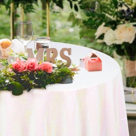 DUOBAO Sequin Tablecloth Round 60 Inches Iridescent White Table Cloth Birthday Decor Sequence Tablecloth Round Table Cloths Wedding Table Decor Glitter Tablecloth Overlay (Round 60 Inch)