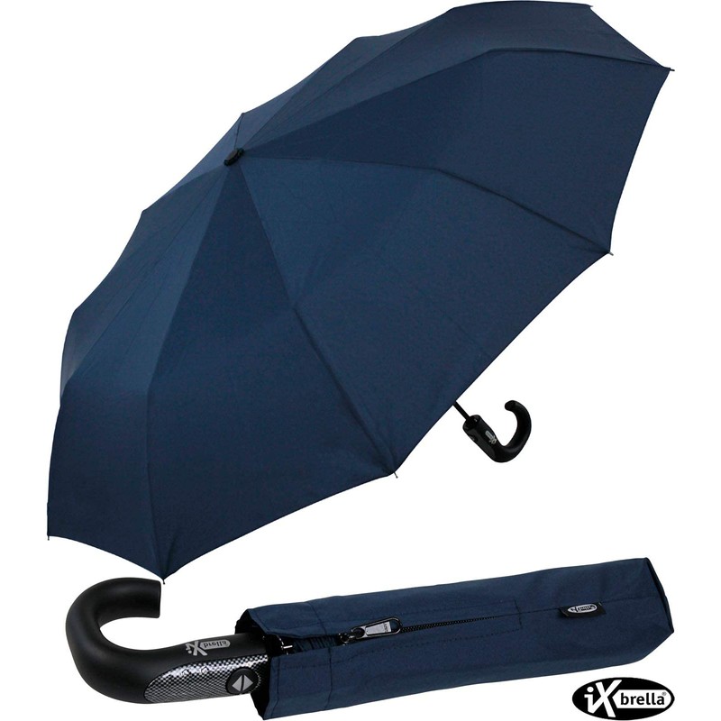 iX-brella Men's Pocket Umbrella Open-Close Automatic Round Hook Handle, Carbon