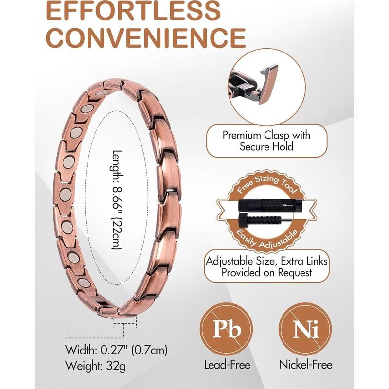 Copper Bracelet for Women Hand Forged 99.99% Pure Solid Copper