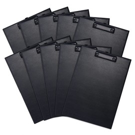 COSHEHKG 10Pcs Clipboard Set A5, PU Writing Board 7'' x 10.2'' with Metal Clips Black Clipboards for Office, School, Notes, Drawing, Forms, Menu