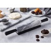 JEmarble Rolling Pin-Plastic Handles(White)(Premium Quality) Polished Surface 18-inch(10"Barrel) Genuine Stone