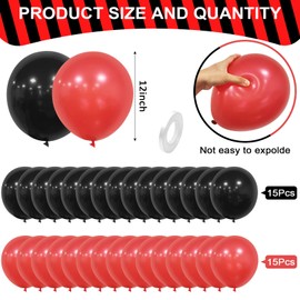 Red and Black Balloons, 30 PCs Black & Red Latex Party Balloons for Birthday Wedding Valentines Day Graduation Engagement Baby Shower Merry Christamas Party Decorations