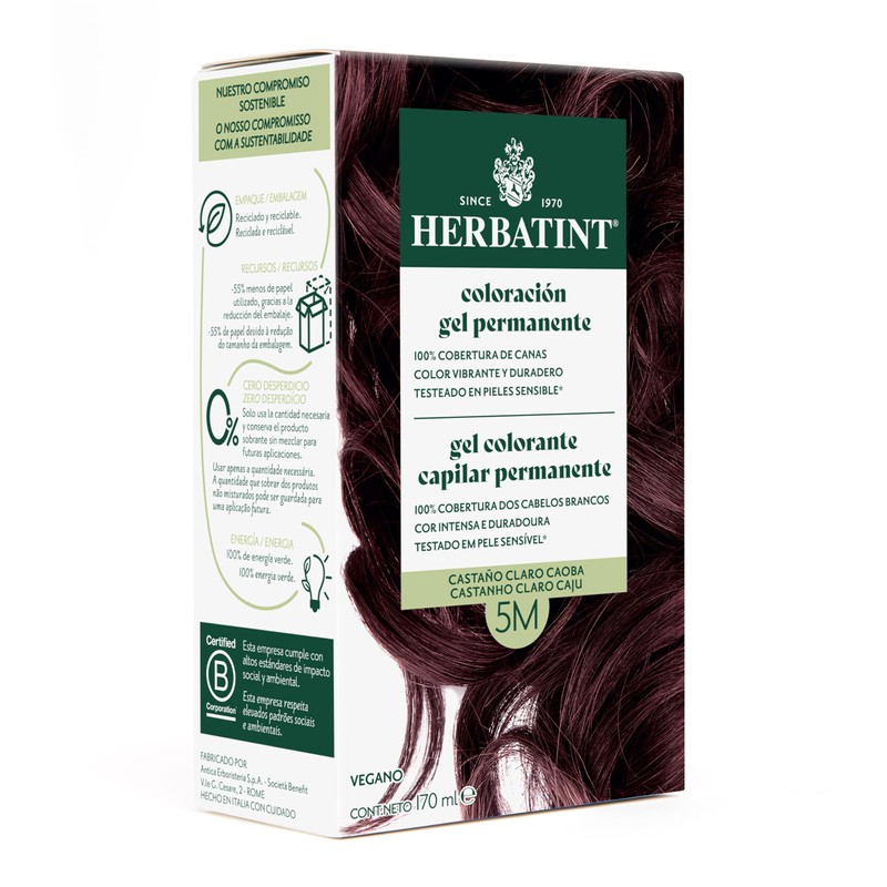 HERBATINT, Coloración Permanente para Cabello en Gel - color CASTAÑO