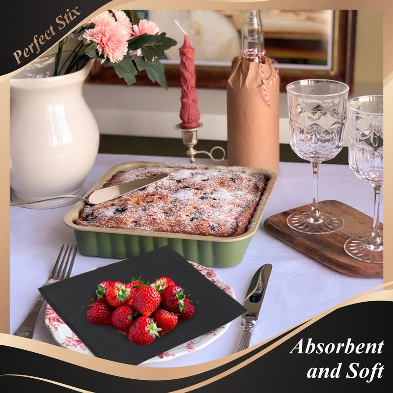 Perfect Stix - 2 Ply Black Napkin-100ct Paper Cocktail Beverage