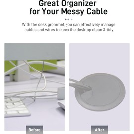 Bntyok Desk Grommet 2 Inch 2pcs Sturdy Plastic Desk Hole Cover for Cables Detachable Desk Hole Grommet for Organizing Home & Office Table Cables - White