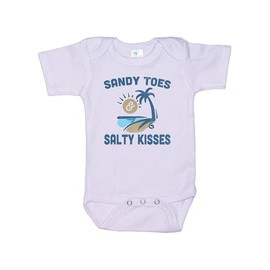 Ebenezer Fire Beach Onesie/Sandy Toes And Salty Kisses/Ocean Life/Vacation Bodysuit (18-24M, WHITE SS)